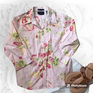 Flash Sale! 🔥Crazy Horse Pink Shabby Chic Floral 3/4 Sleeves Top-6